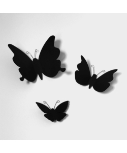 DECORO MURALE 3D "BLACK BUTTERFLIES"
